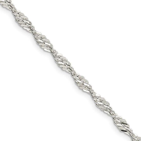 3.5mm Sterling Silver Singapore Chain Bracelet 7 Inch